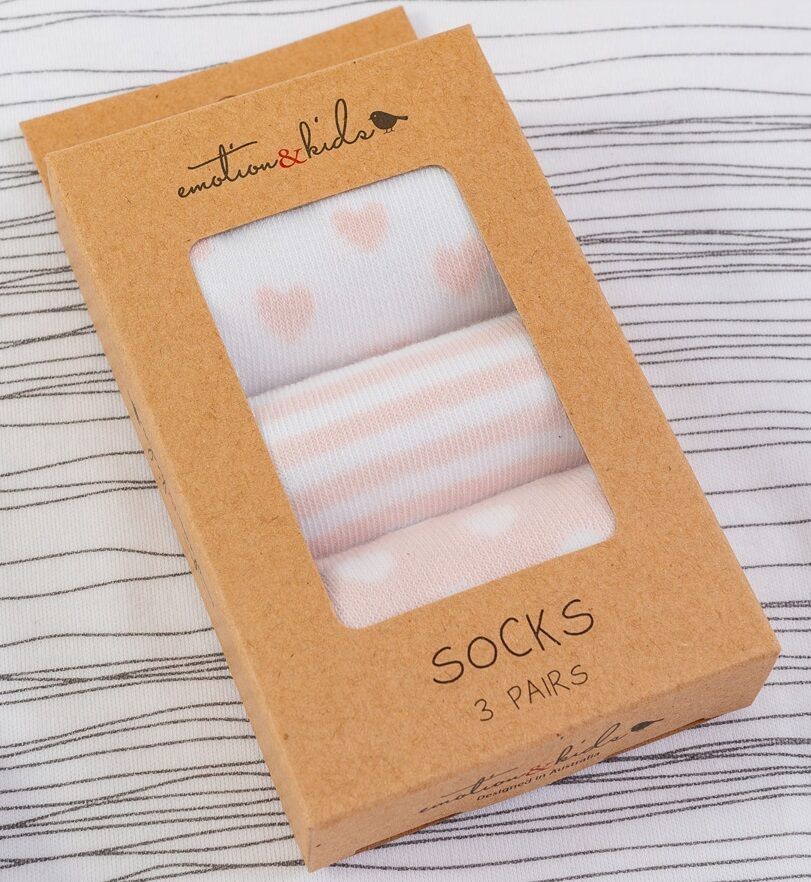 Pink Stripe, Spot & Hearts Socks 3 Pack