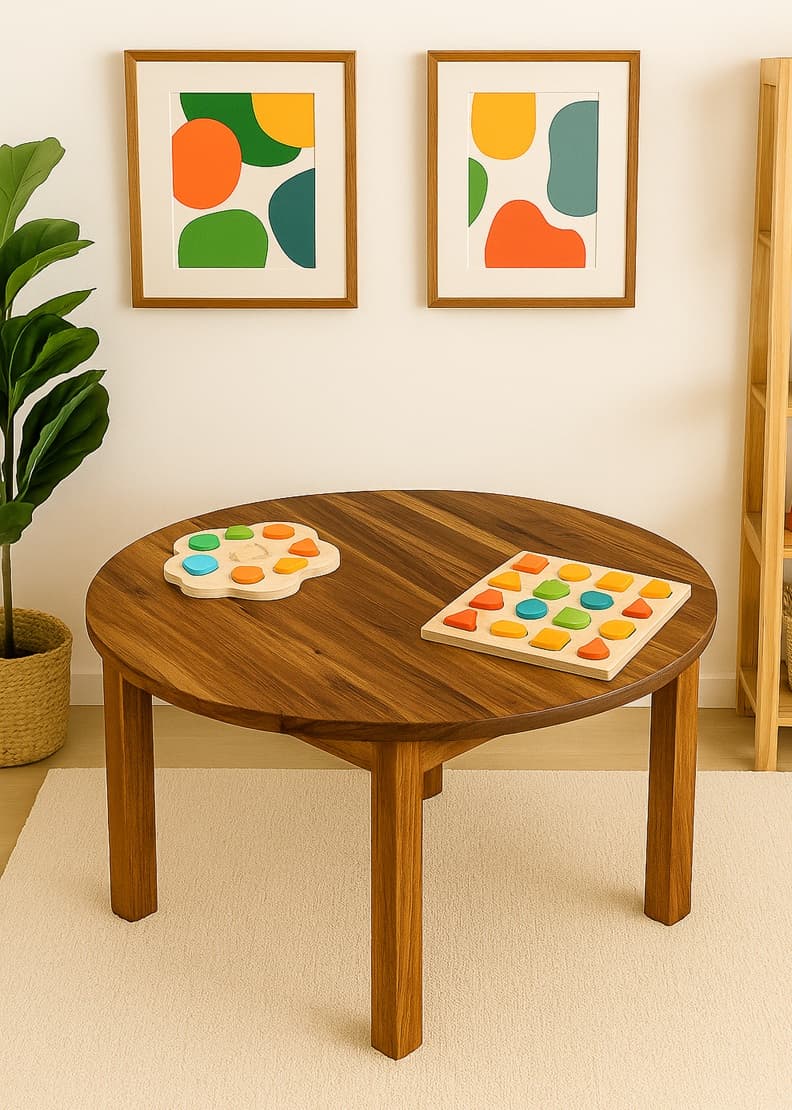 qtoys large round solid wooden kids table 