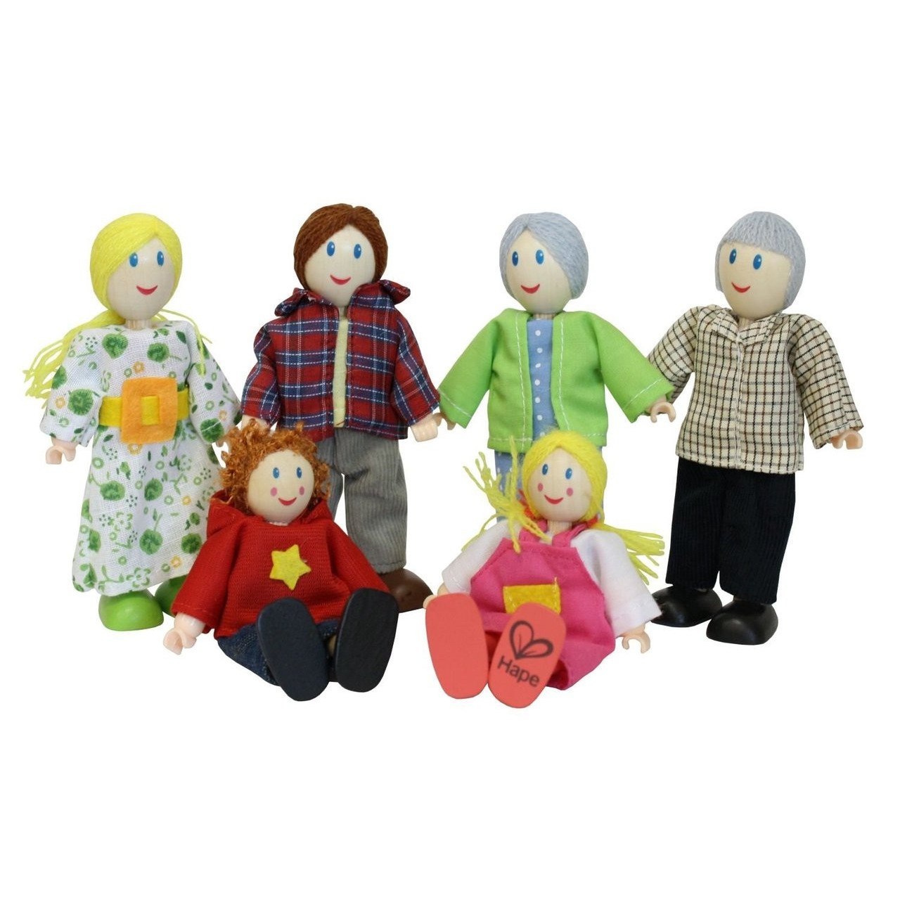 Hape Dolls Caucasian Family - Set of 6 members