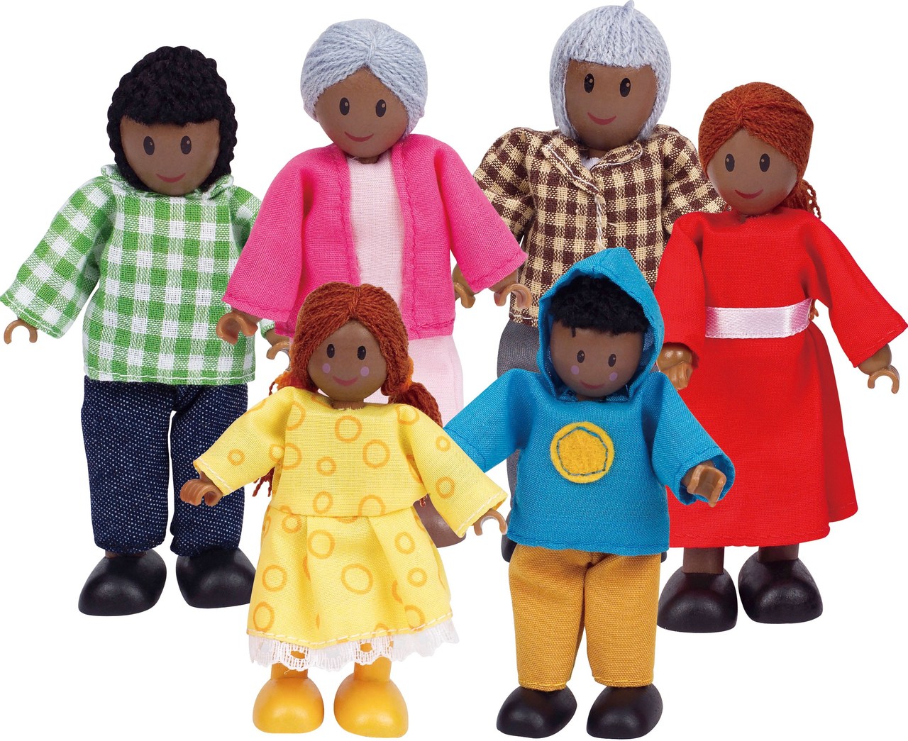 Hape Dolls African Family - Set of 6 Hape Dolls African Family - Set of 6