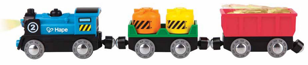 Hape Battery Powered Rolling-Stock Set - Colorful Wooden Train Set