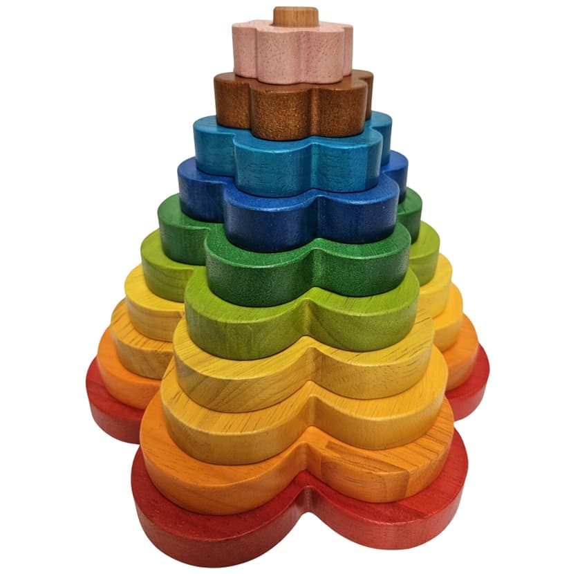 qtoys rainbow stacking toy flower