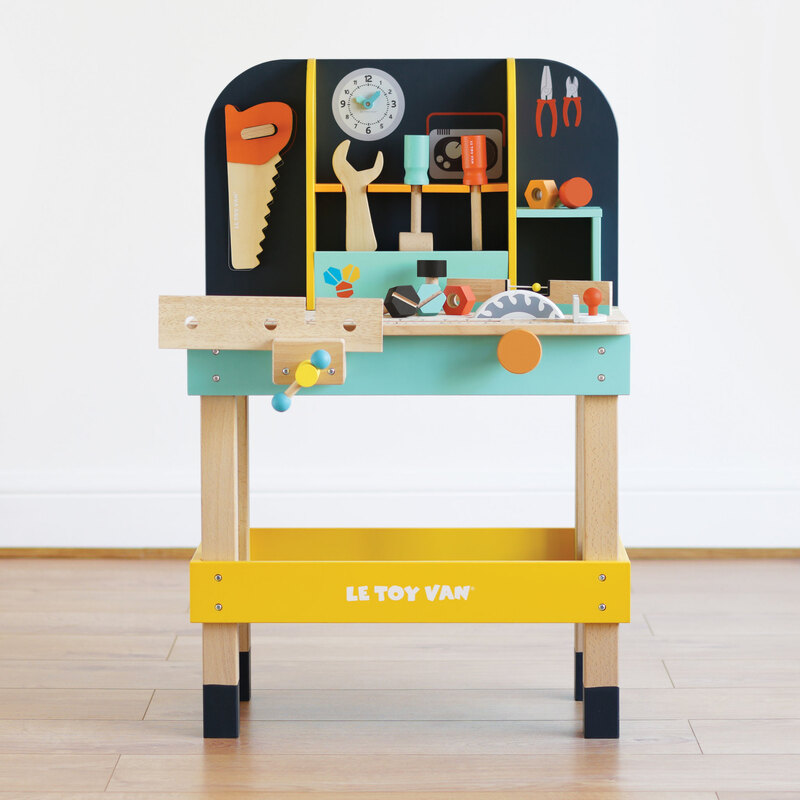 wooden toy workbench set