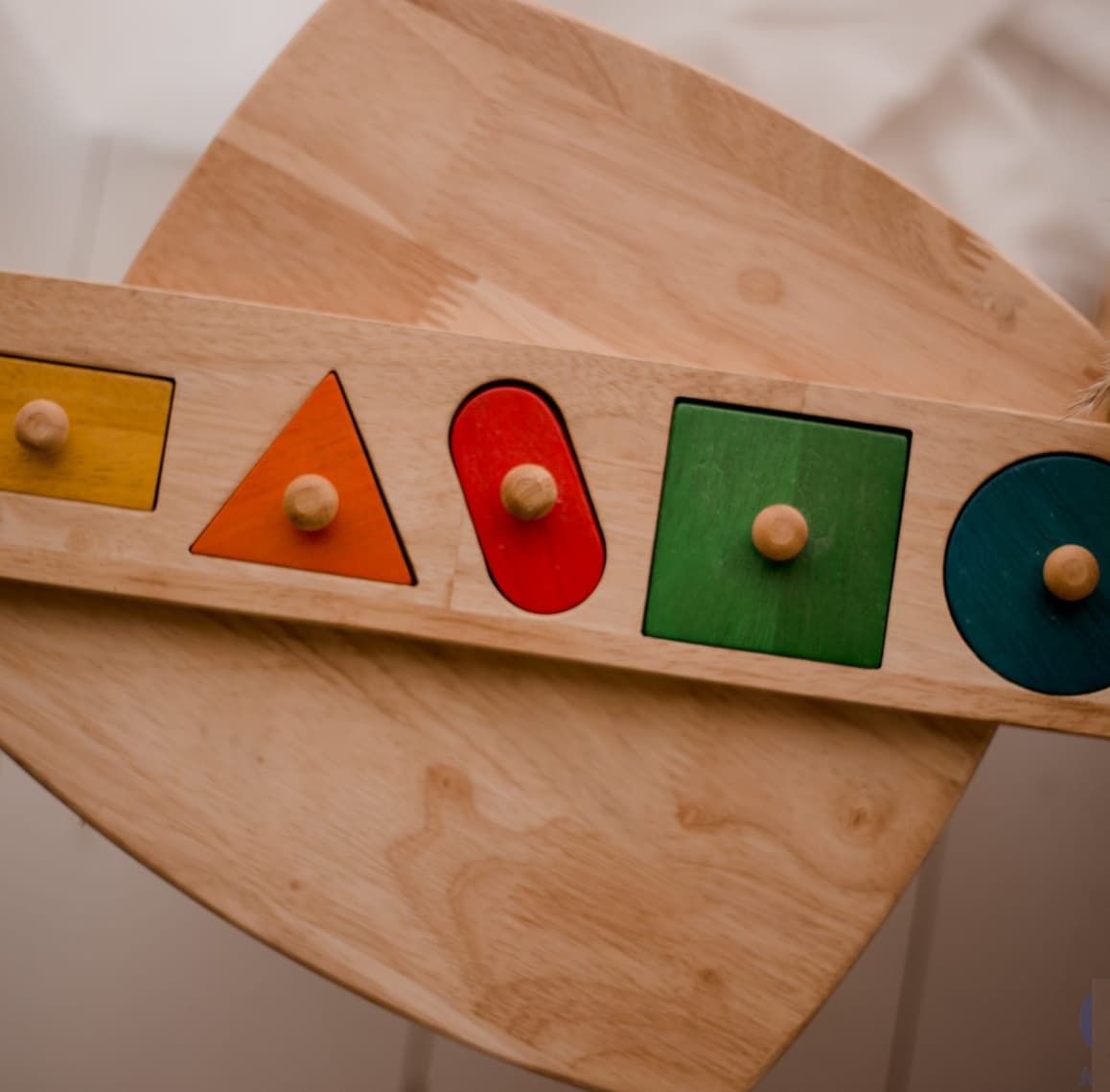 long wooden shape knob montessori puzzle