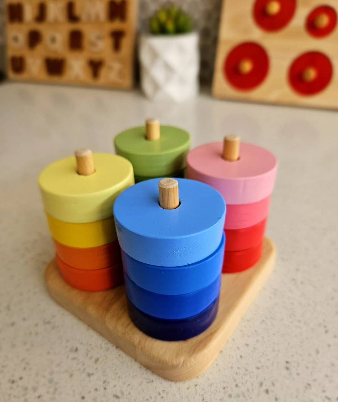 colourful Montessori Stacking Discs