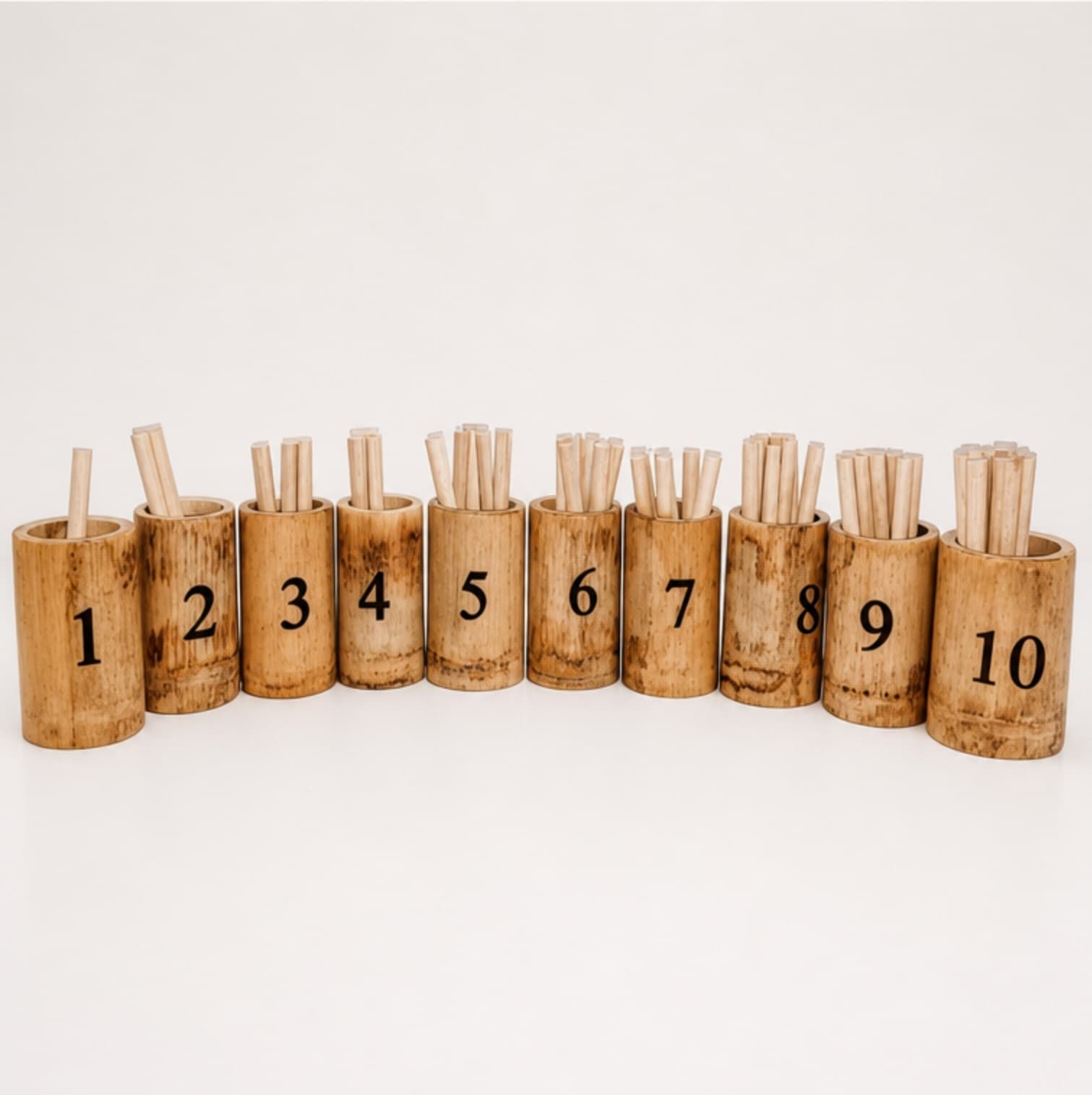 bamboo sorting and counting containers