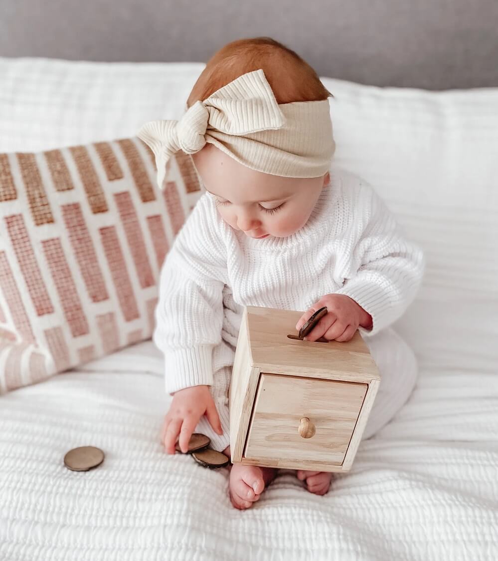 Montessori Wooden Coin Slotting Box Montessori Wooden Coin Slotting Box