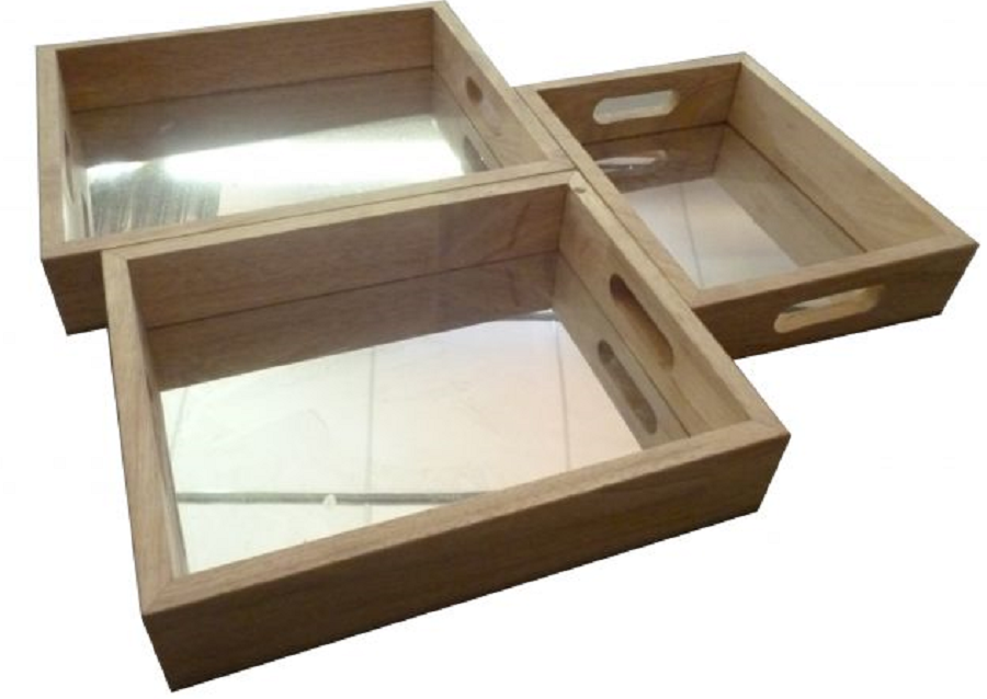 Qtoys Rectangular Mirror Trays Set of 3