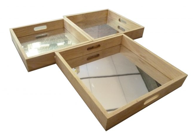 Qtoys Square Mirror Trays Set of 3
