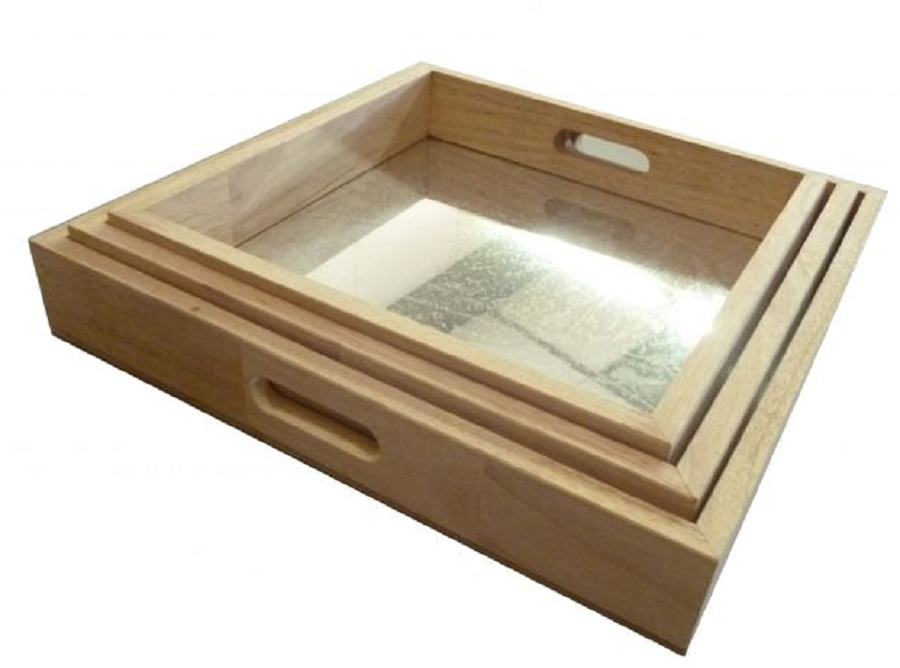 Square Mirror Trays Set of 3