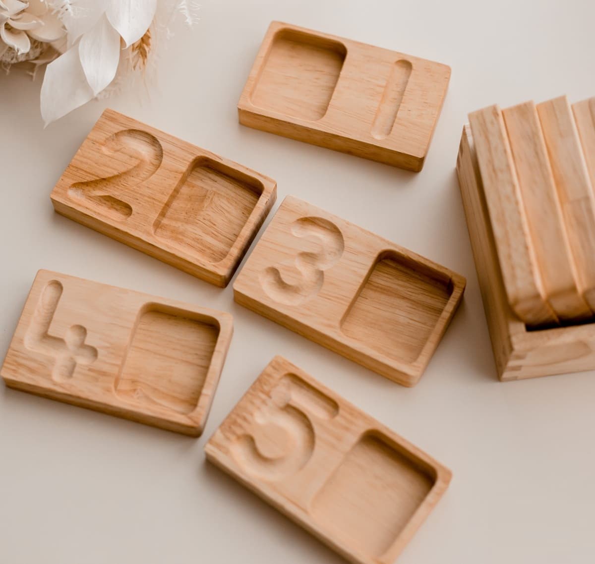 wooden counting trays