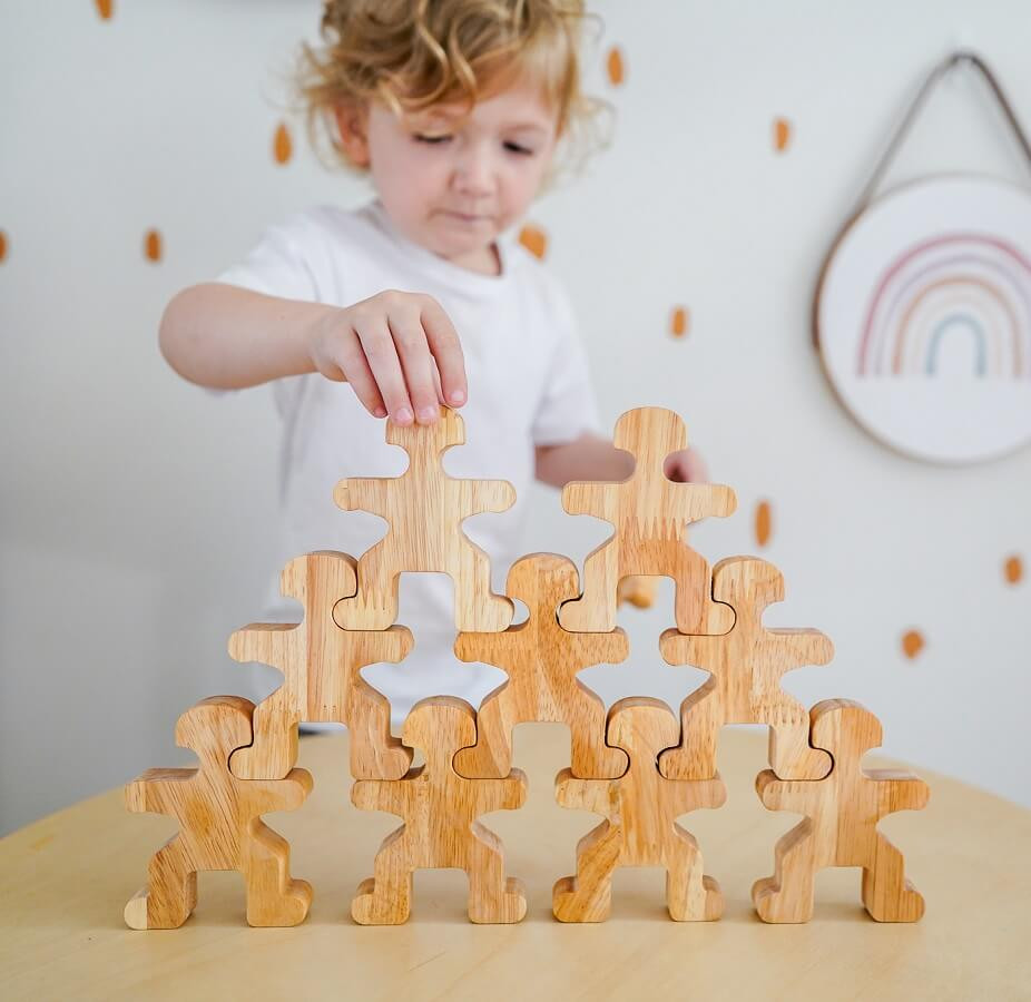 wooden stacking people