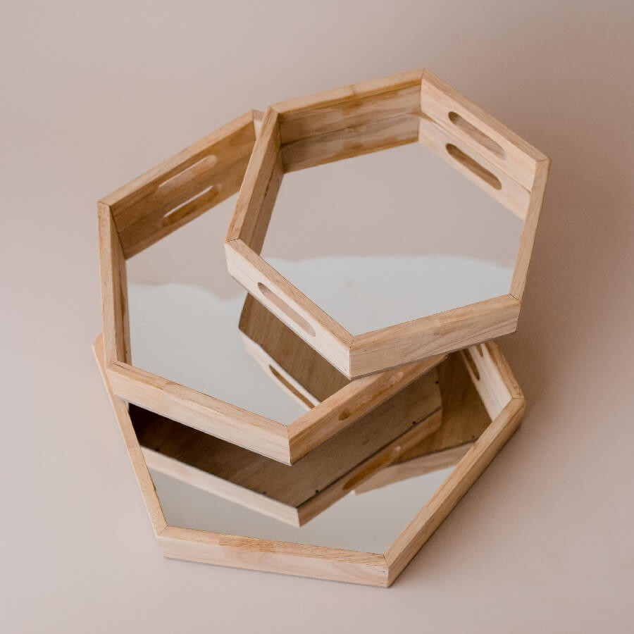 Qtoys Hexagonal Mirror Trays