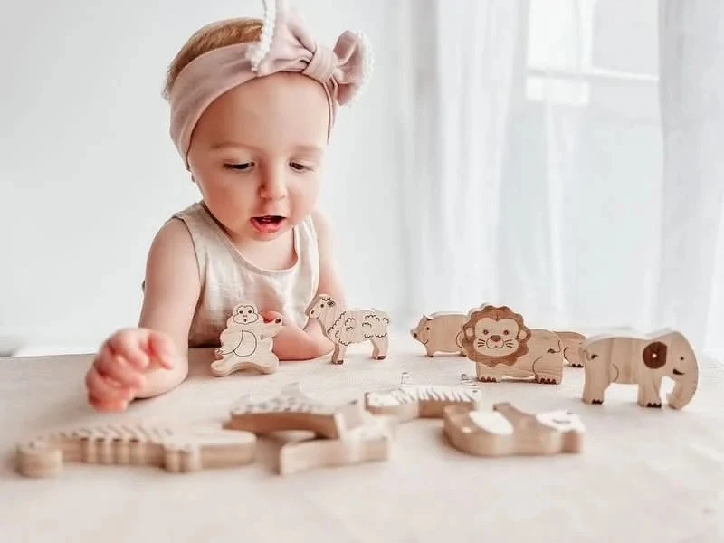 wooden african animal set
