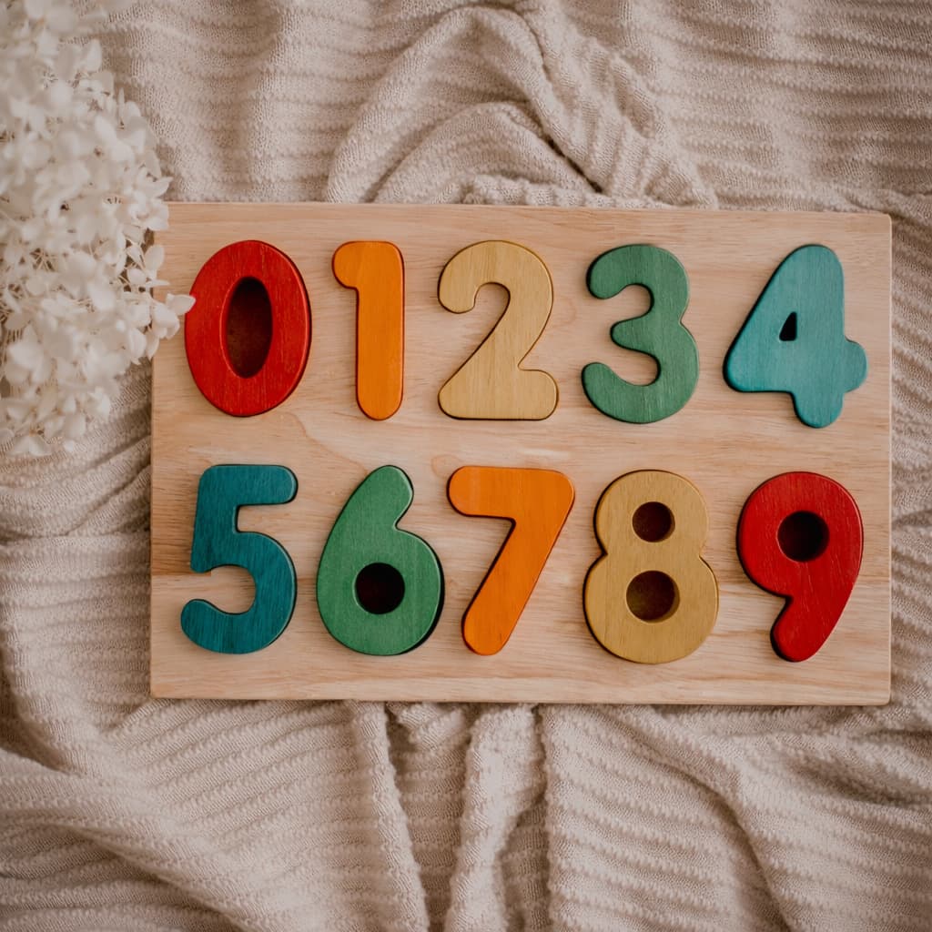 qtoys wooden colourful number puzzle