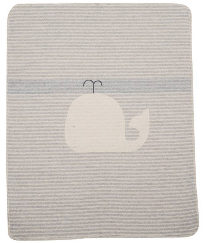Grey Stripe Whale Jewel Bassinet Blanket
