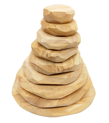 Qtoys Natural Wooden Stacking Stones