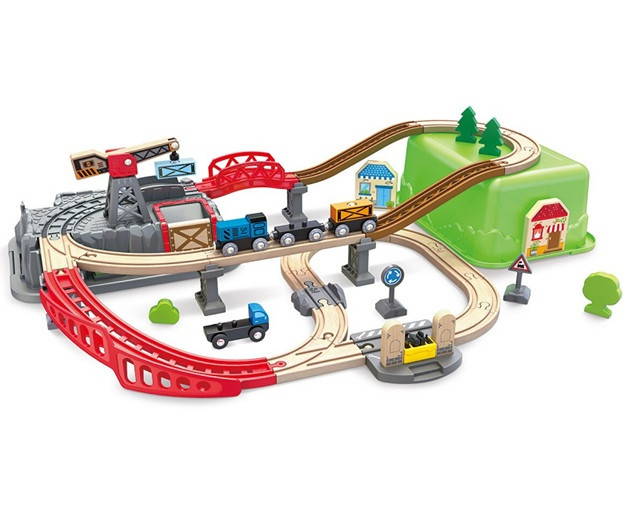 hape railway bucket builder train set