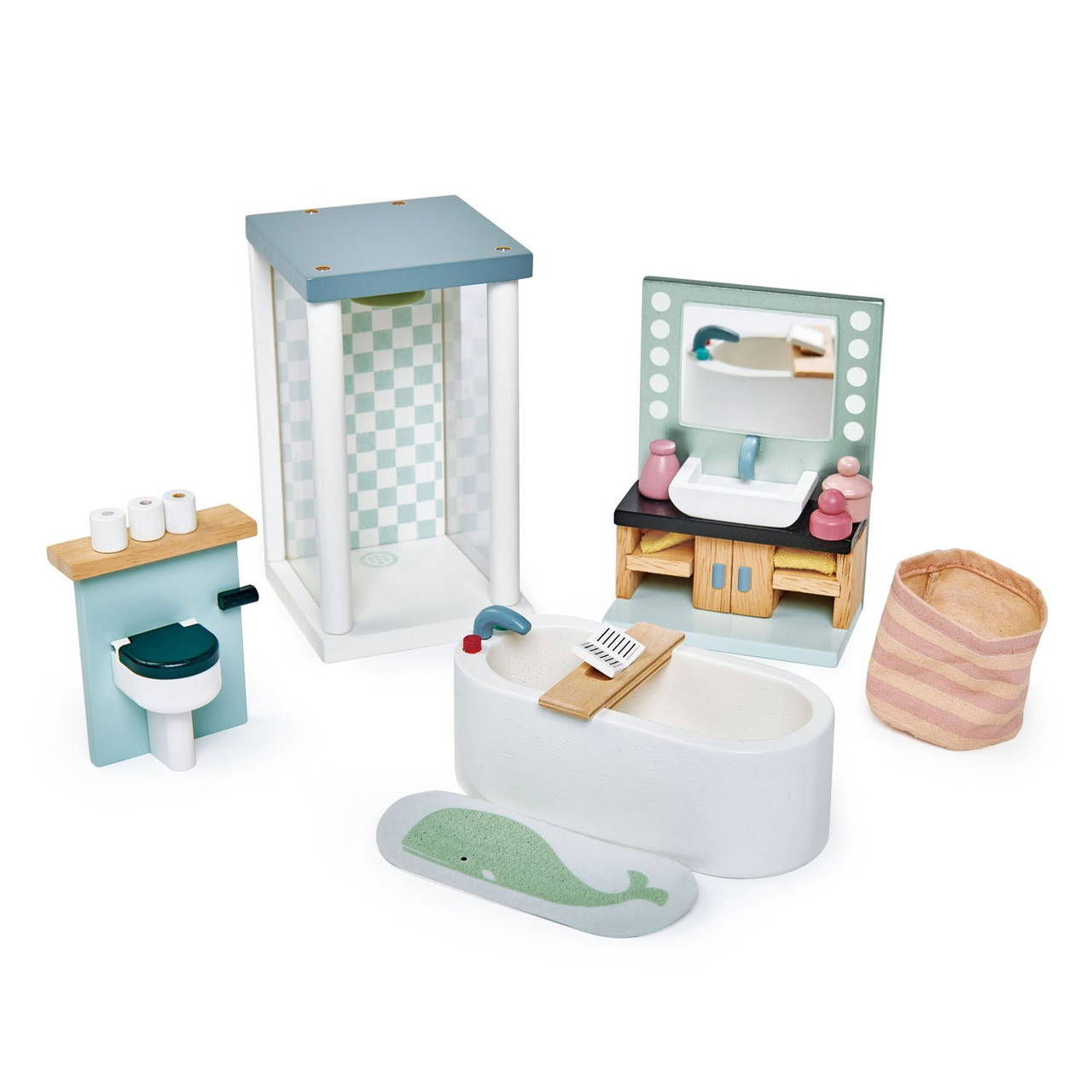 Tender Leaf Toys Dovetail Bathroom Wooden Furniture Set for Dolls House