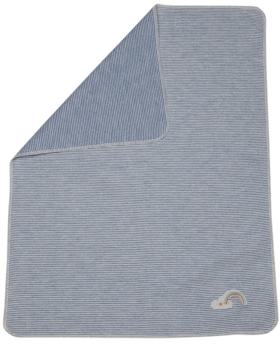 David Fussenegger Blue Stripes With Rainbow Embroidered Juwel David Fussenegger Blue Stripes With Rainbow Embroidered Juwel