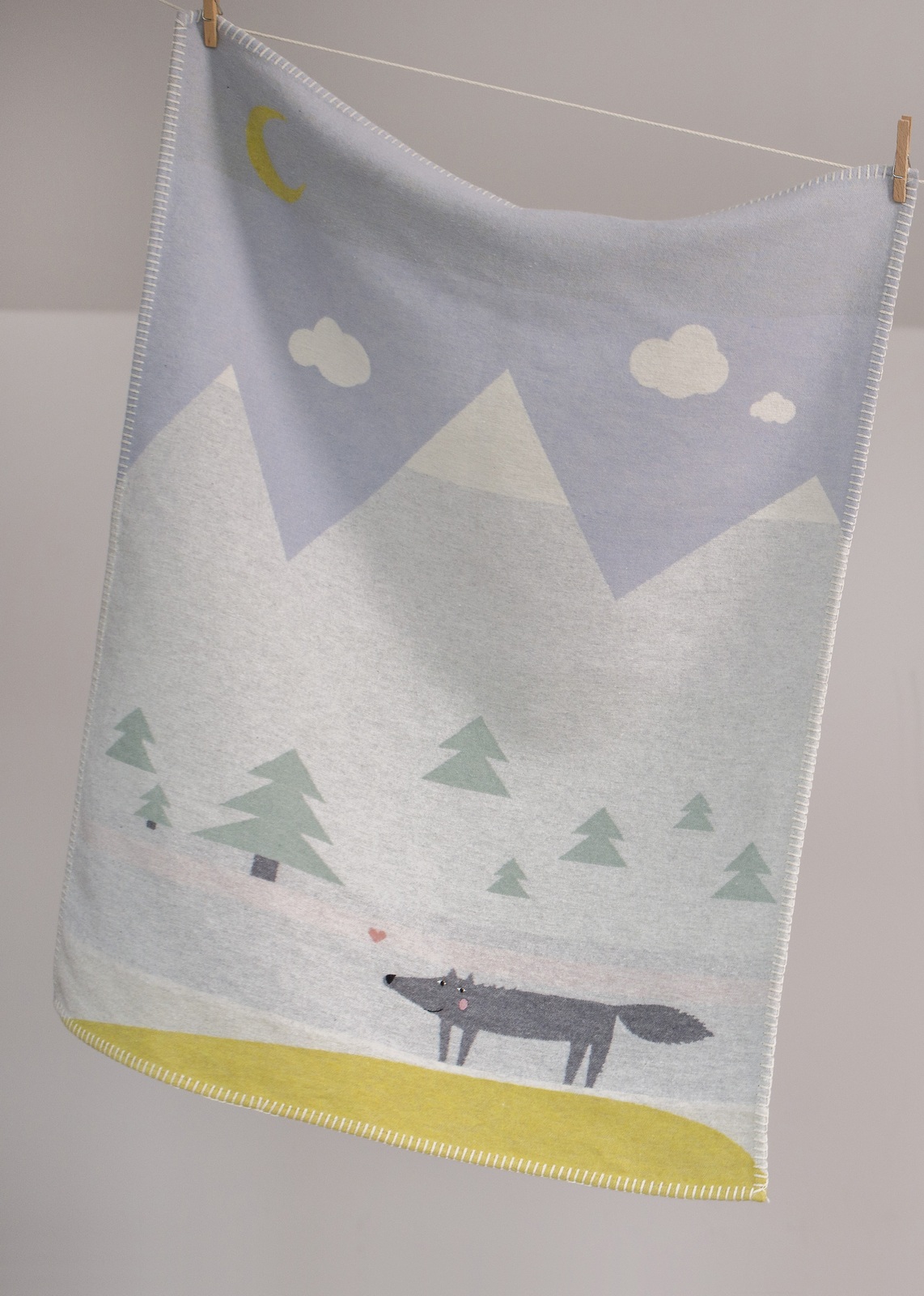 David Fussenegger Light Blue Wolf Embroidered Lili David Fussenegger Light Blue Wolf Embroidered Lili