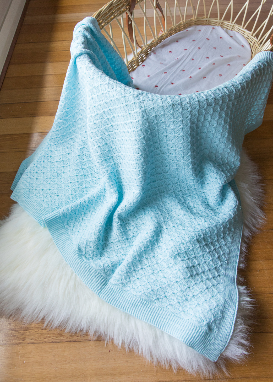 Emotion and Kids Pale Blue Lace Knit Blanket