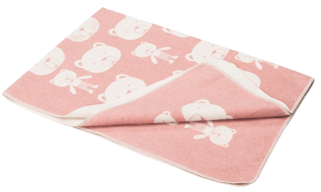 David Fussenegger Blush Bears Allover Cot Blanket David Fussenegger Blush Bears Allover Cot Blanket