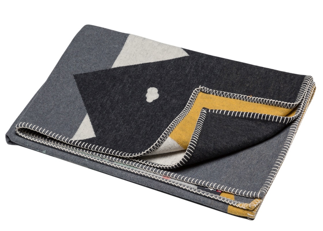 David Fussenegger Charcoal Wolf Embroidered Lili Cot Blanket