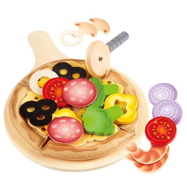 hape pretend play wooden pizza toy