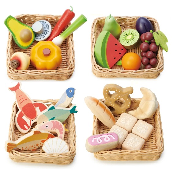 Tenderleaf Food Basket Set - Fruit Basket, Bread Basket, Veggie Basket & Fish Basket