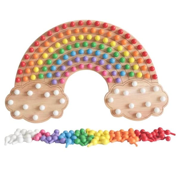 natural rainbow pegboard activity