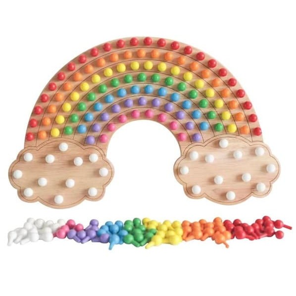 natural rainbow pegboard activity