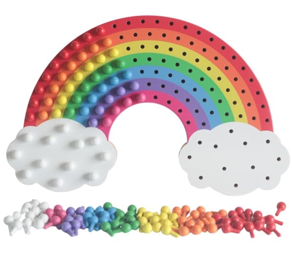 wooden rainbow pegboard activity