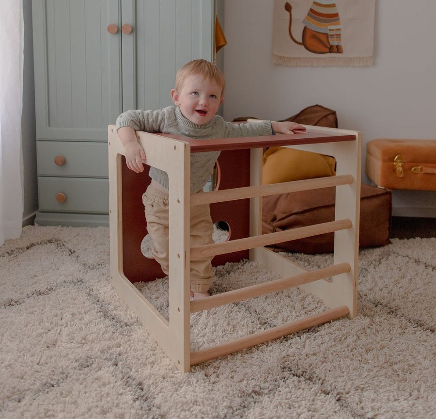 wooden climbing cube