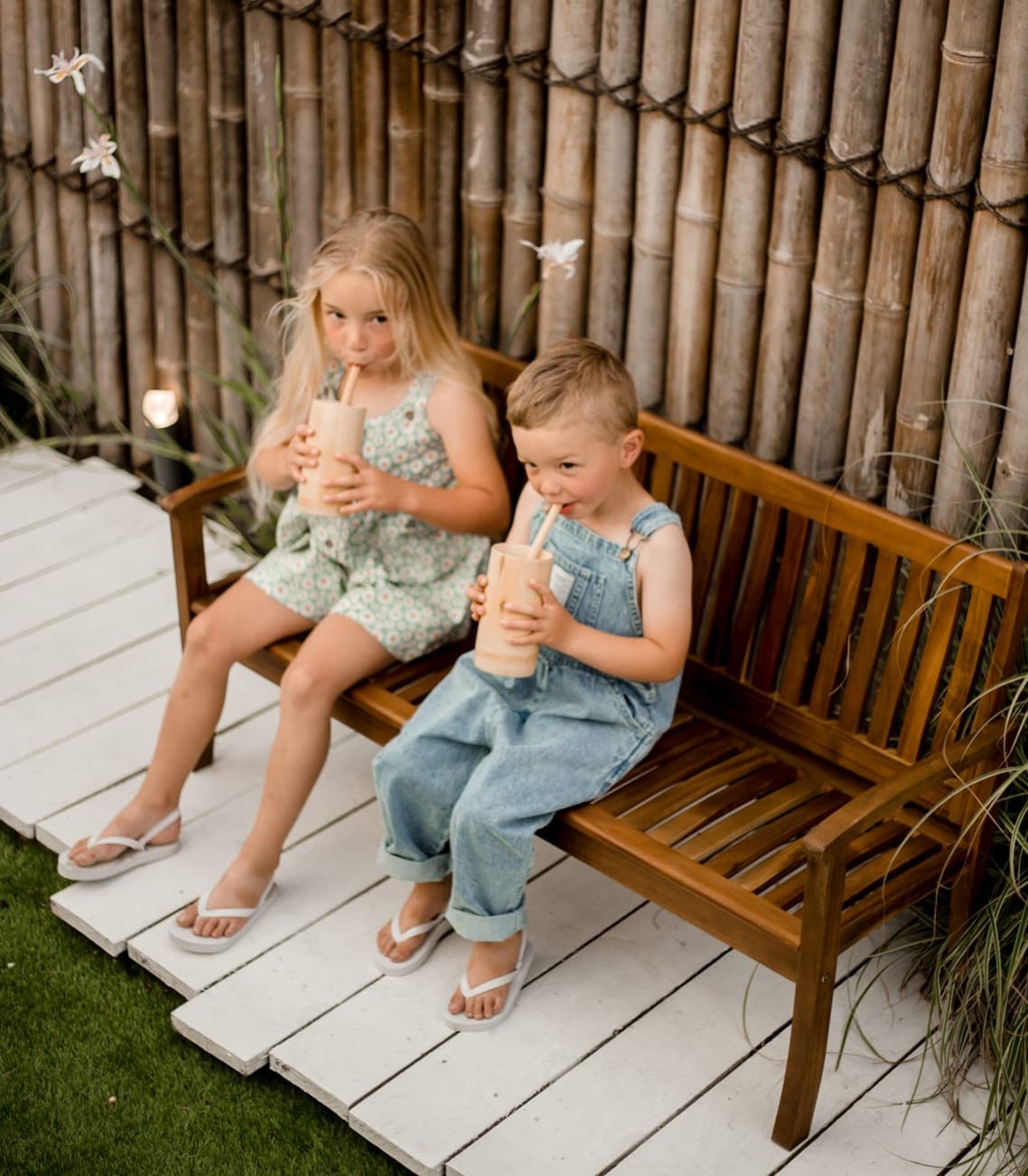 wooden kids outdoor bench