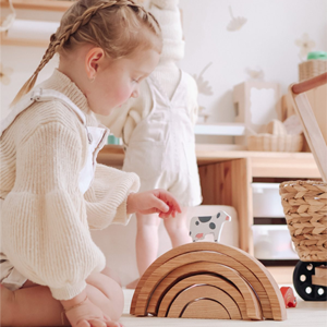 Qtoys Large Natural Rainbow Stacking Blocks