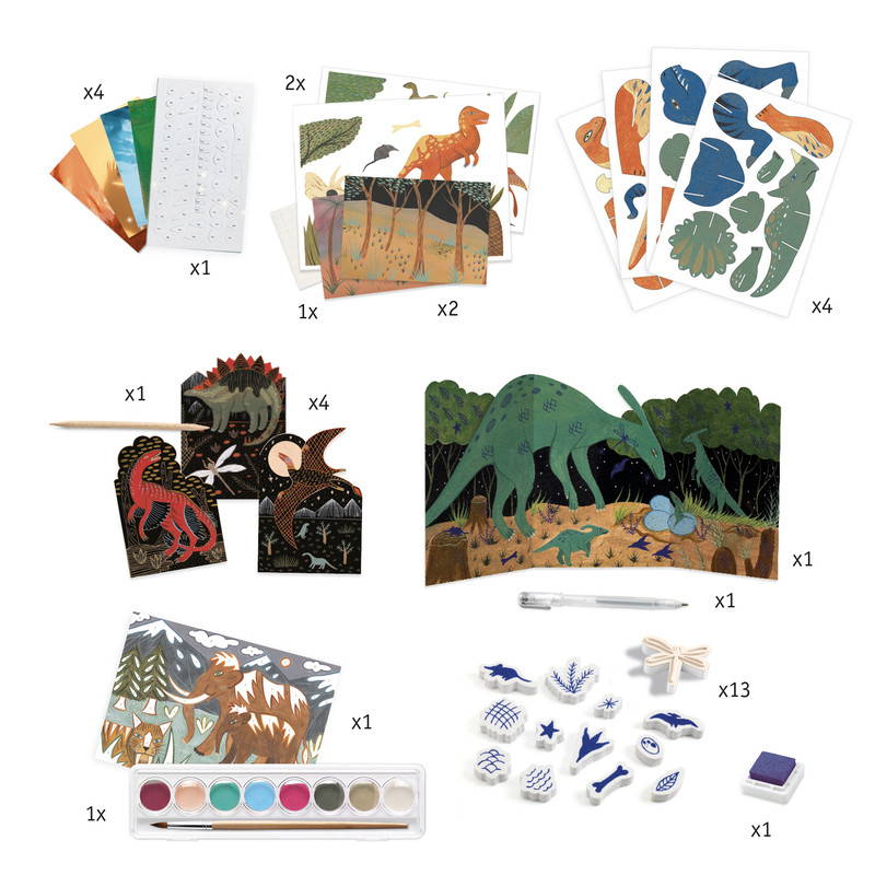 The World of Dinosaurs Multi Craft Box Kit inclusions