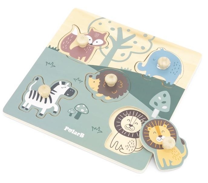 PolarB Big Knob Puzzle - Animals laying flat PolarB Big Knob Puzzle - Animals laying flat