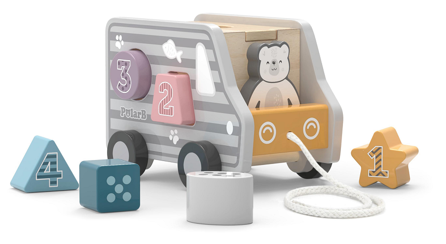 polarb pull along car shape sorter