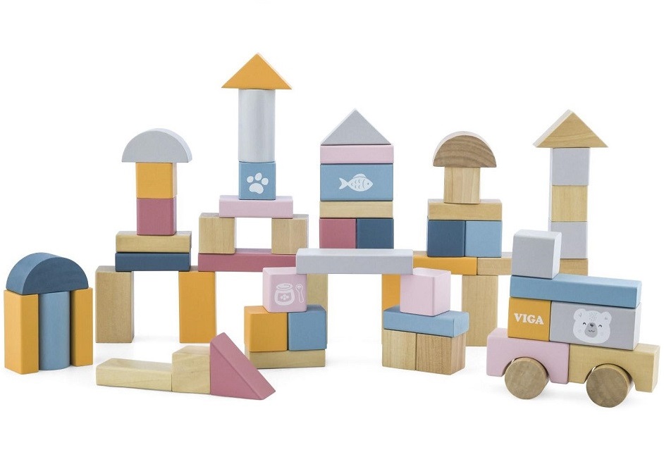 PolarB Pastel Wooden Blocks - 60pc PolarB Pastel Wooden Blocks - 60pc