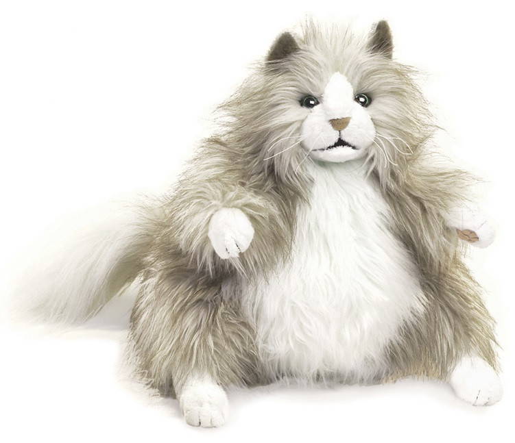 Folkmanis Fluffy Cat Puppet sitting