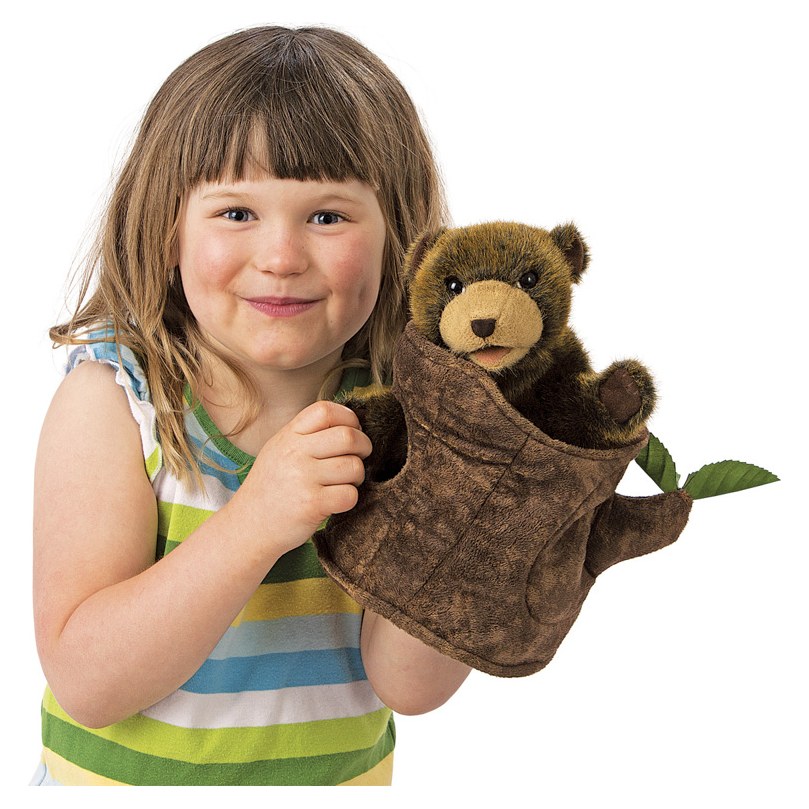 Folkmanis Bear In Tree Stump Puppet - image 3