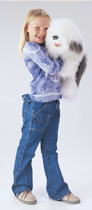 Girl holding Sheepdog Puppet