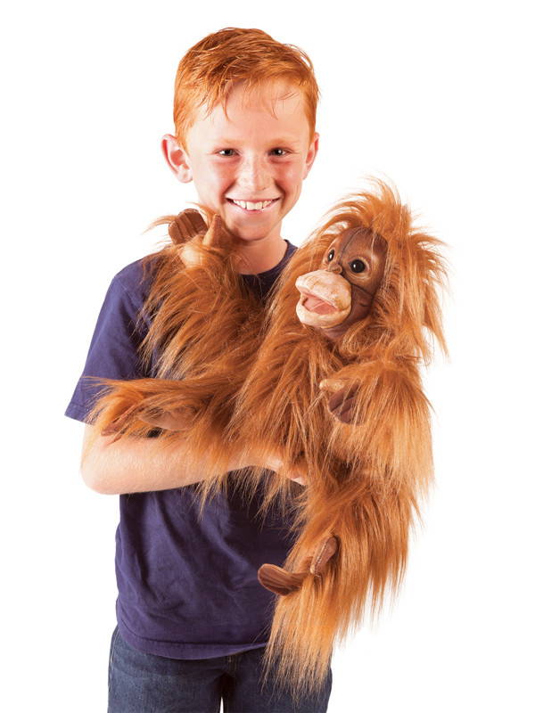 Baby Orangutan Puppet held by child