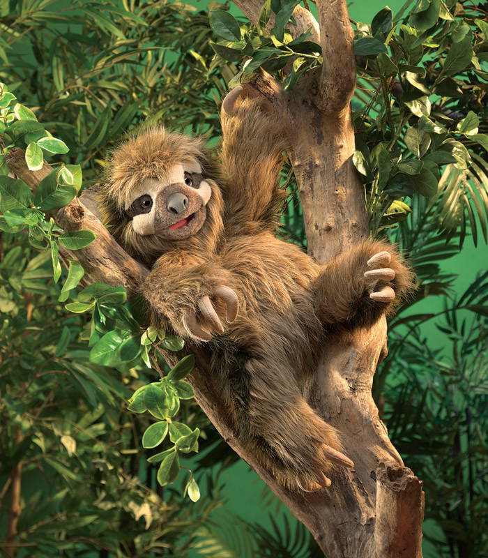 Three Toed Sloth Puppet chilling on a branch
