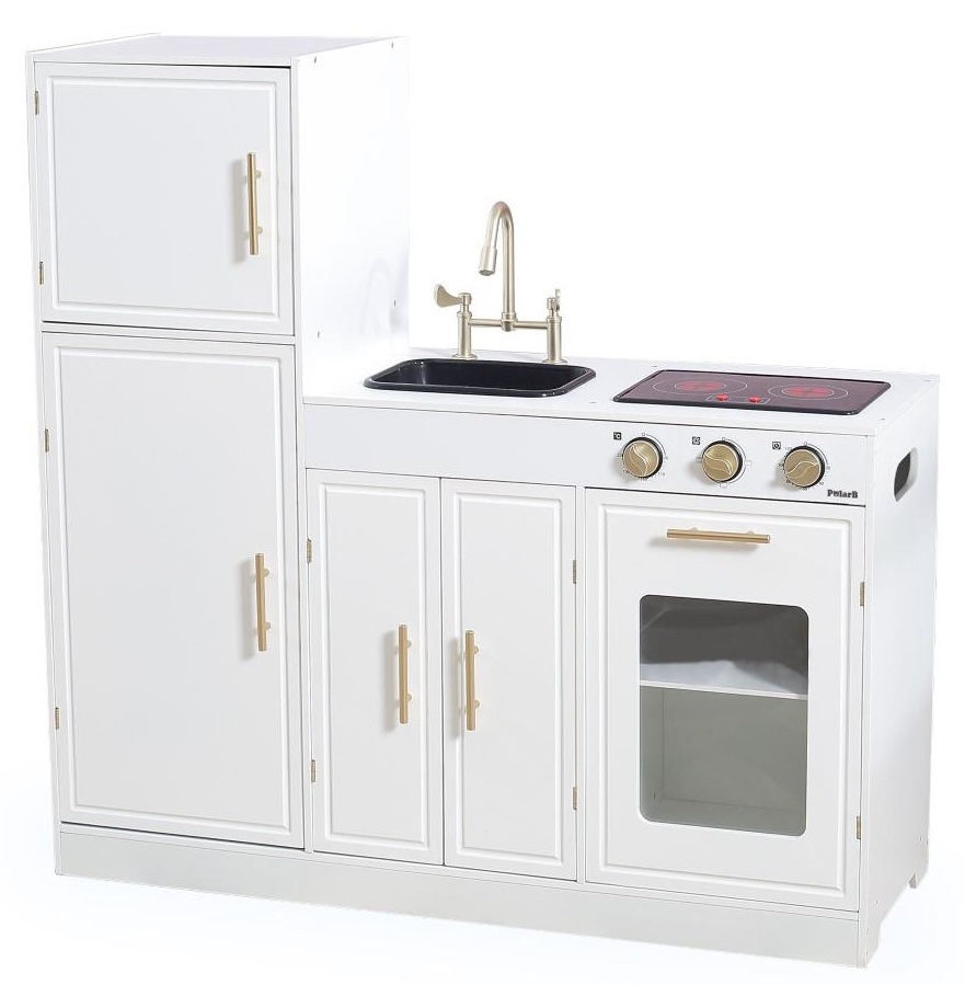 Modern Play Kitchen - White/Gold Modern Play Kitchen - White/Gold