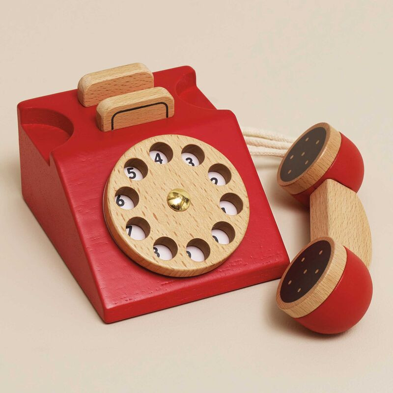 pretend play kids wooden vintage phone