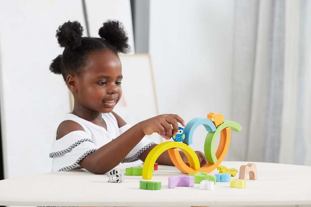Viga Rainbow Balancing Blocks in Play