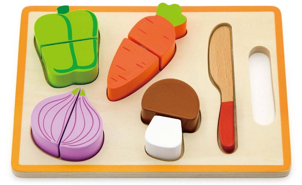 Viga My Cutting Vegetable - 11 pieces in a chopping board.