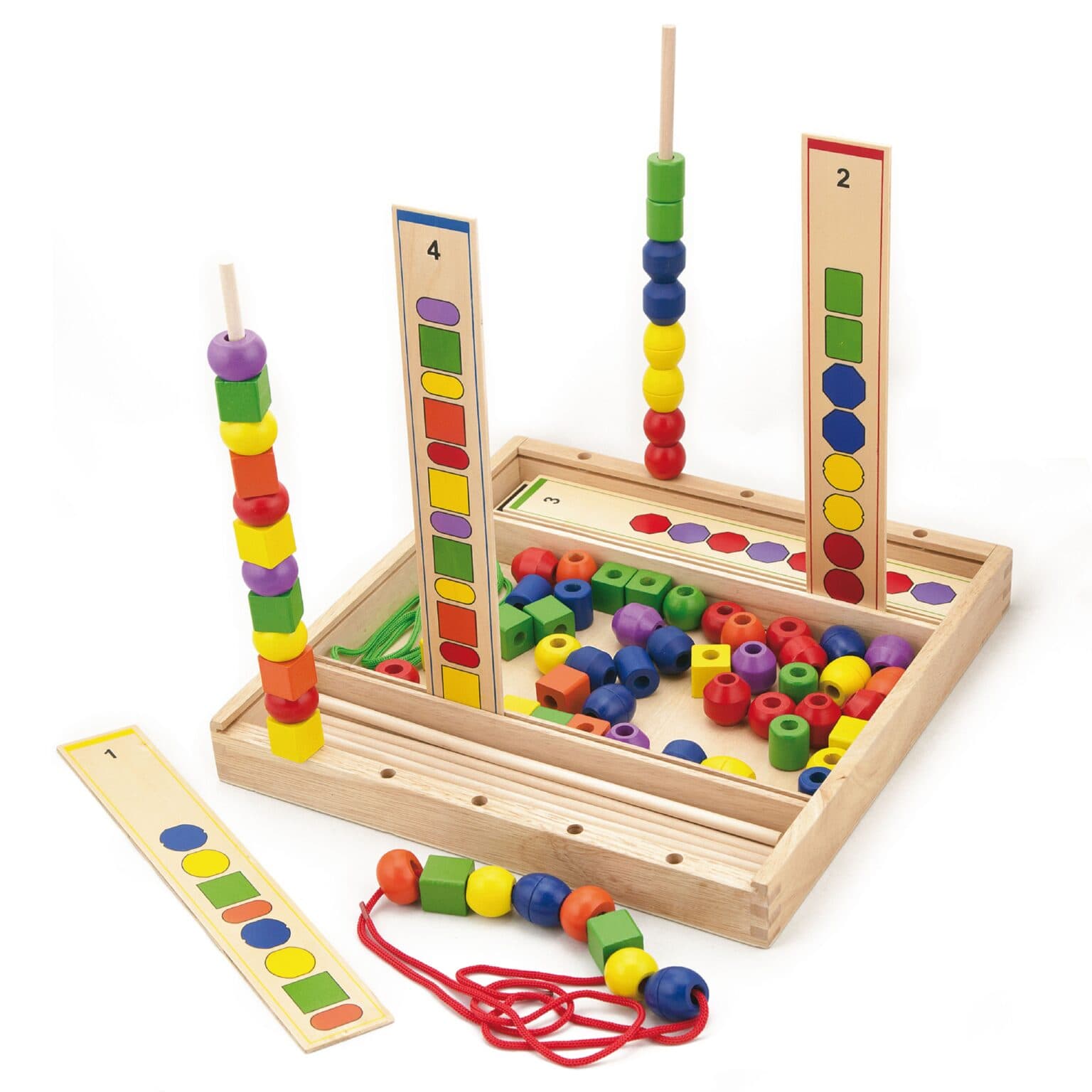 kids playing with bead sequence game